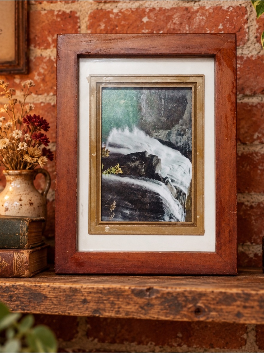 Small Original Water on Rock Framed Oil Painting